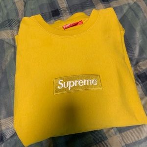 Yellow supreme box logo crewneck